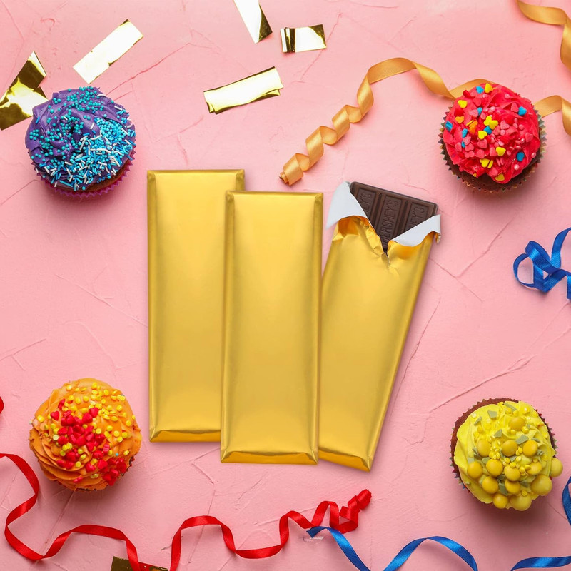 200 Pcs Gold Chocolate Bar Wrappers Bulk with Thick Paper Backing, 7.5 x 6 Inch gallery