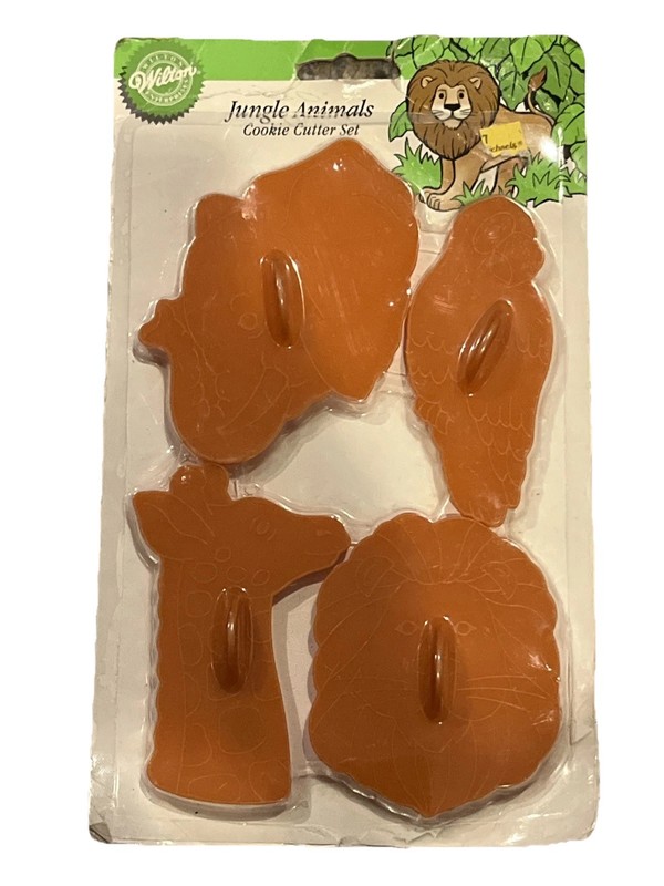 Vtg Wilton 1994 Jungle Animals Cookie Cutters Elephant Giraffe Parrot Lion NOS