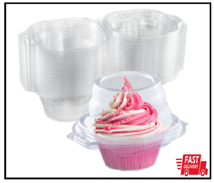Individual Cupcake Containers (100 Pack) | Clear Plastic Disposable Cupcake Boxe