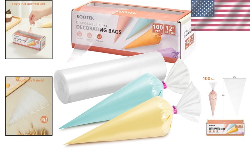 12" Anti-Burst Disposable Piping Bags - 100 Pack for Effortless Cake Decorating gallery