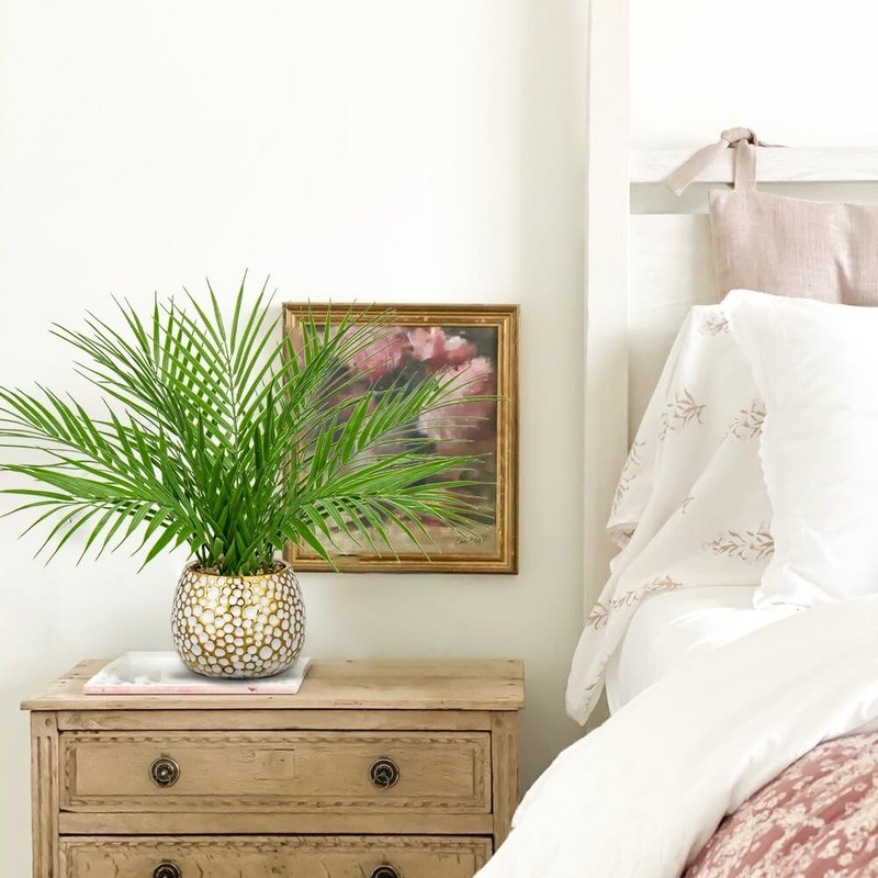 Briful Fake Plants 15 Faux Palm Plant In Gold-White Pot Realistic Artificial gallery