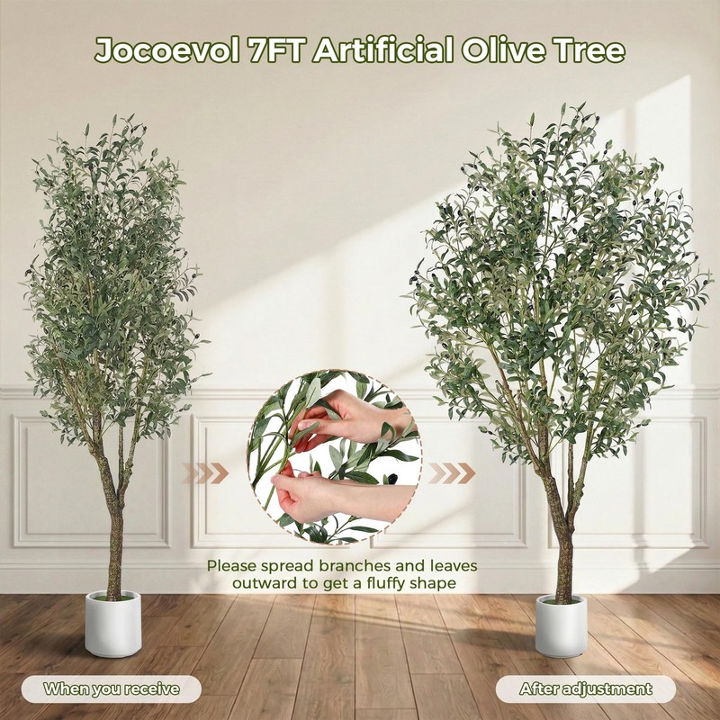 Jocoevol Artificial Olive Tree 7Ft Indoor Fake Silk Plant Realistic Trunk gallery