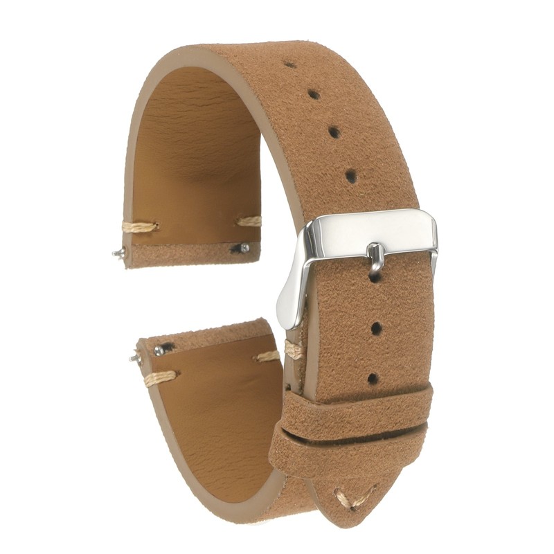 Suede Watch Straps for Quick Release 22mm Light Brown