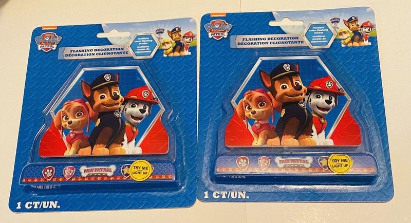 2 Paw Patrol Flashing Cake Topper Multi Color NIP Lot Skye Chase Marshall