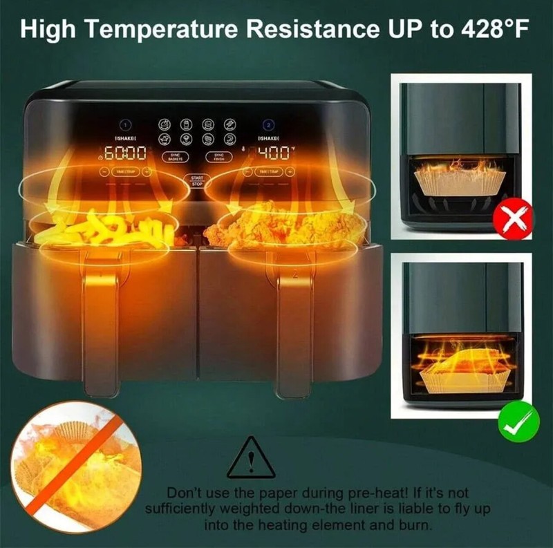 200/100/50 X Disposable Air Fryer Paper Liners Non Stick Parchment Accessories gallery