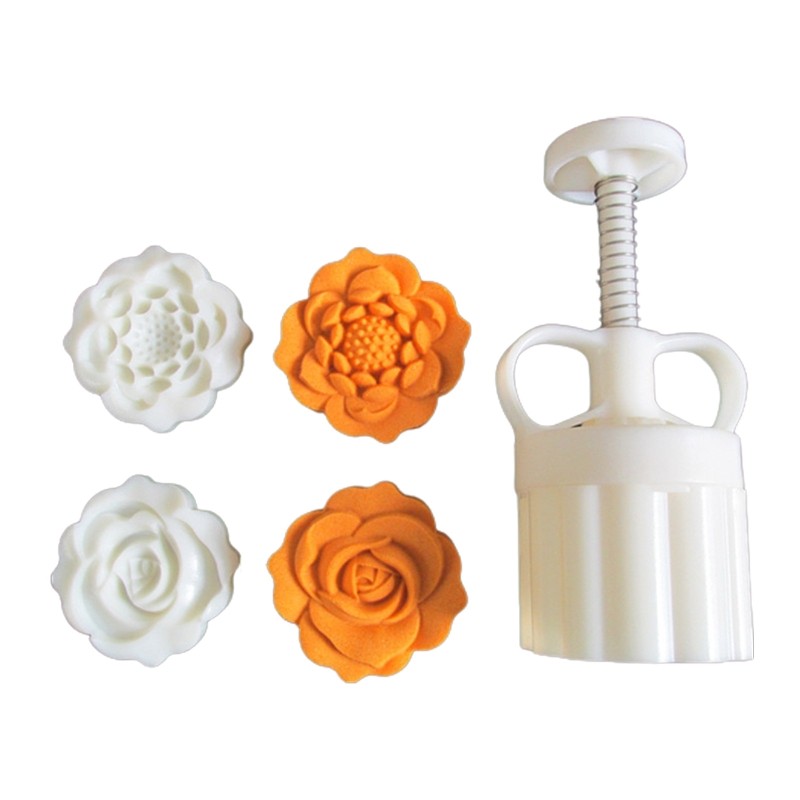 Moon Cake Mould Hand Pressure Cookies Cutter Smooth Exquisite Rose Lotus Shape gallery