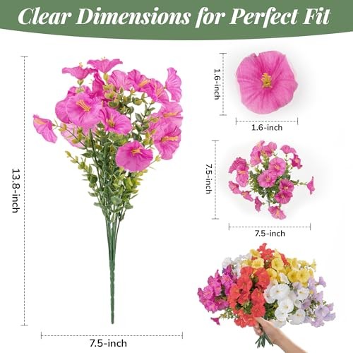 Artificial Flowers for Outdoors, 12 Bundles UV Resistant Faux Silk Morning gallery