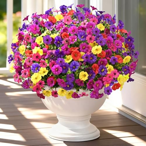 Artificial Flowers for 14 Bundles Purple+fuchsia+deep Purple+red+yellow