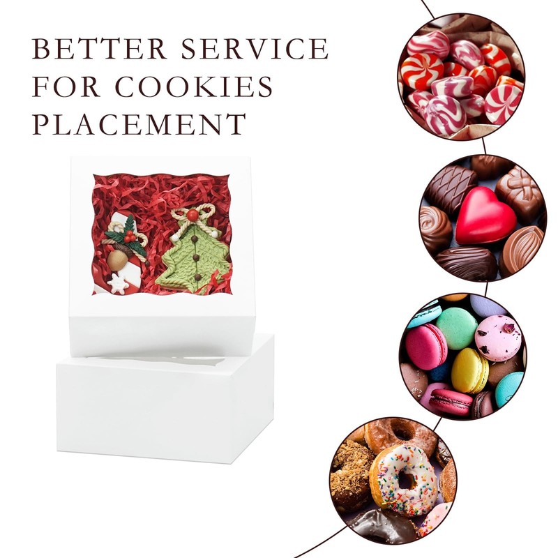 100pcs Cookie Boxes 5x5x2.5 Inches Bakery Boxes with Window Treat Box Dessert... gallery