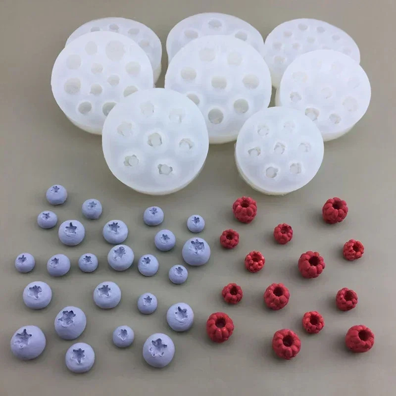 3D Blueberry Raspberry Candle Mold Simulation Fruit Fondant Silicone Mould gallery