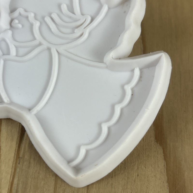 Angel With Horn Cookie Cutter 3” White Plastic Christmas Holiday gallery