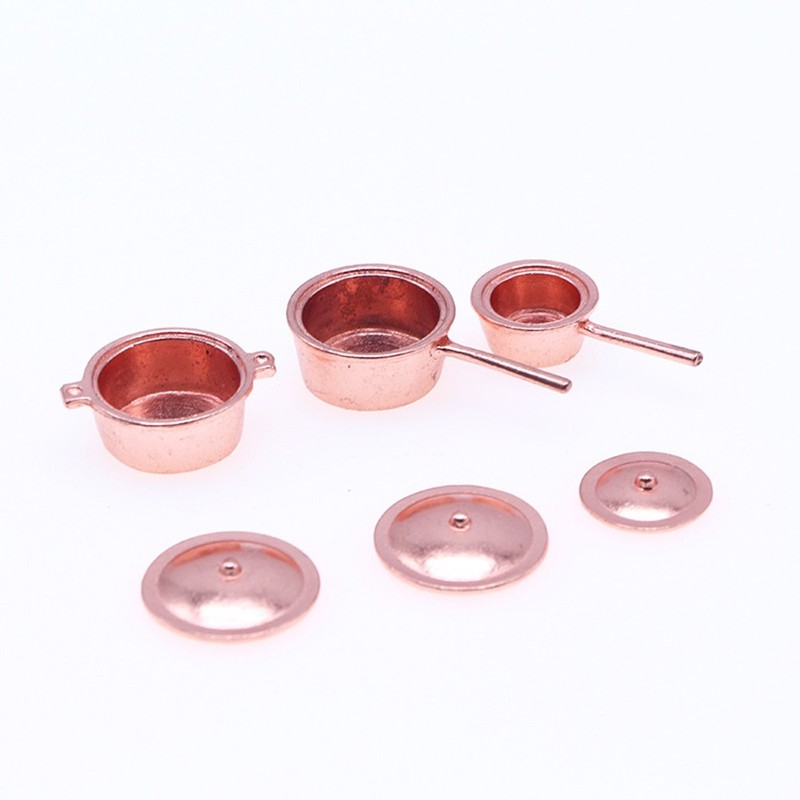 3 Pcs Mini Cookware Kitchen Miniature Pots Dollhouse Accessories gallery