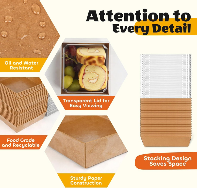 20Pcs Small Charcuterie Boxes with Clear Lids - Paper Mini Charcuterie Boxes To gallery