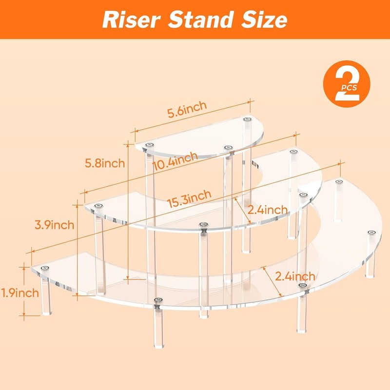 3 Tier Acrylic Display Risers 2 Pack, Half Moon Cupcake Stand, Clear Perfume ... gallery