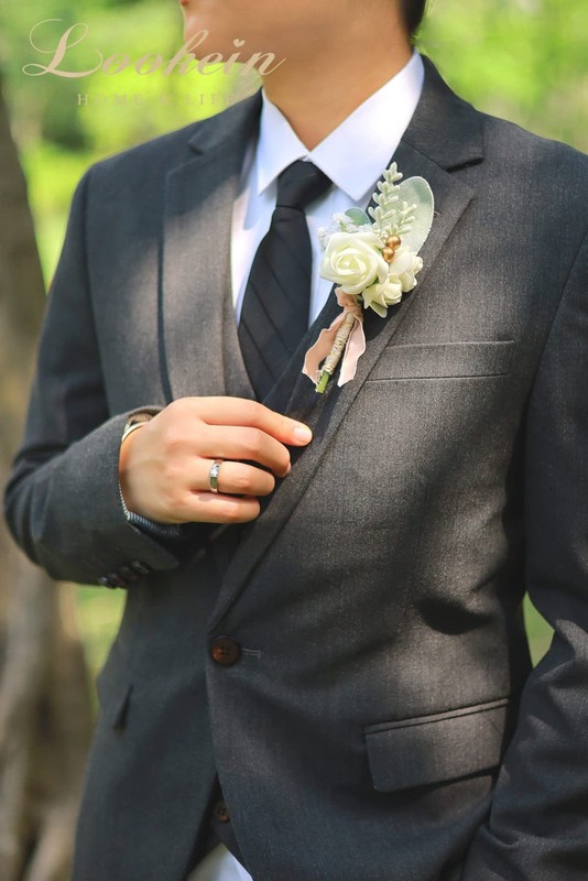 Lookein Dusty Rose Wedding Boutonniere For Men Set Of 6 Artificial Rose gallery