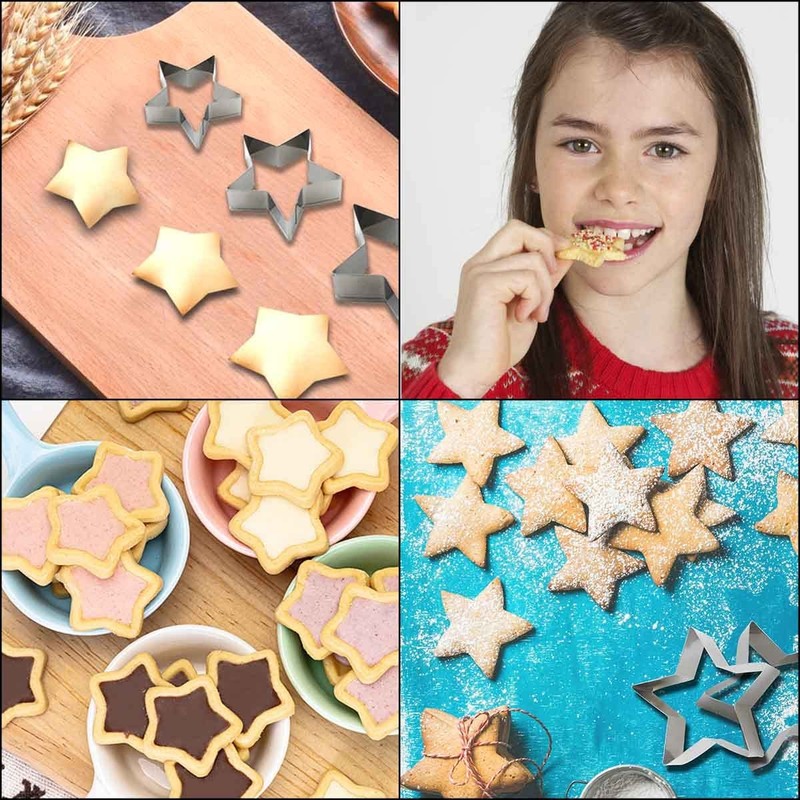 6 Pieces Star Cookie Cutters Set - Stainless Steel Five-Pointed Shaped Cutter, B gallery