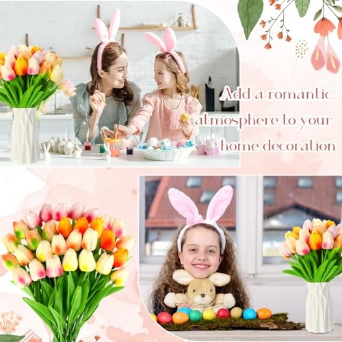 30 Pcs Tulips Artificial Bouquet Flowers Faux Tulips for Home Multi Colors gallery
