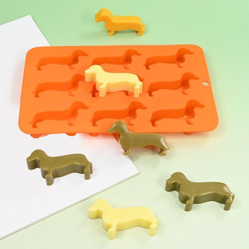 Convenient Silicone Molds For Creating Cute Dachshund Chocolates In 9 Cavity