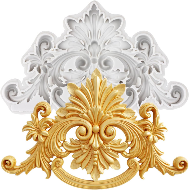 Baroque Style Curlicues Scroll Lace Silicone Molds Scroll Relief Lace Polymer Cl