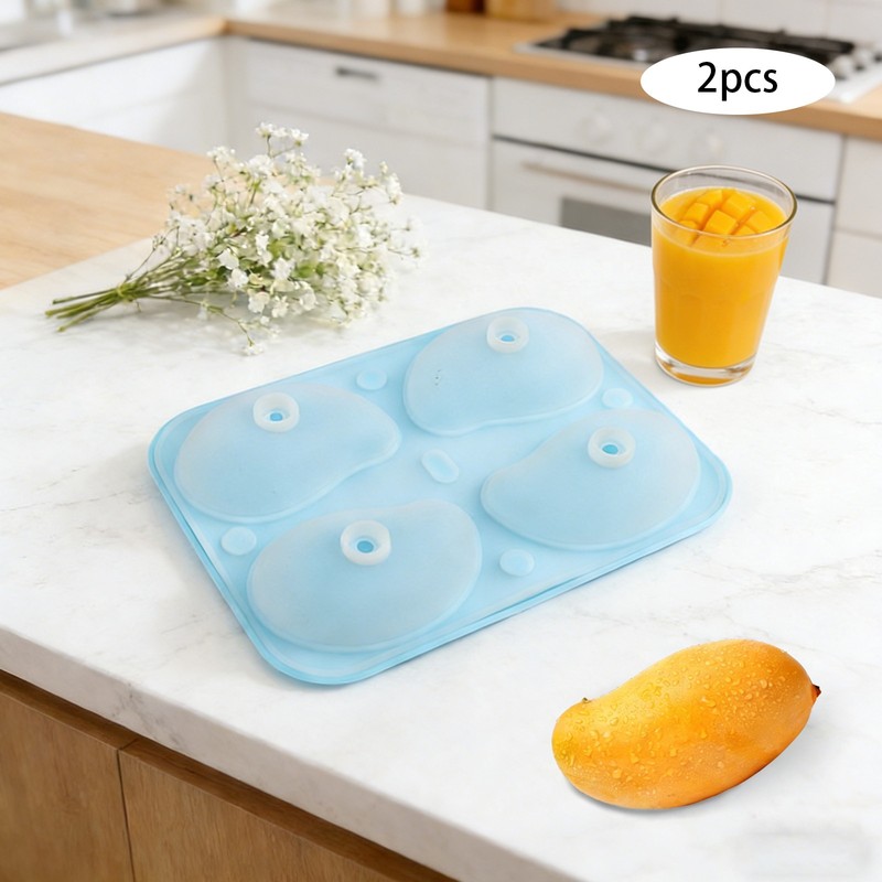 2-Pack Mango Silicone Molds 4 Cavity for Chocolate, Ice Cream, Pudding & Mousse gallery