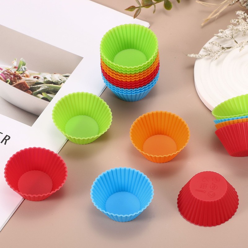 18Pcs Silicone Cupcake Baking Cups, 2.0" Non-Stick Muffins Liners Blue gallery