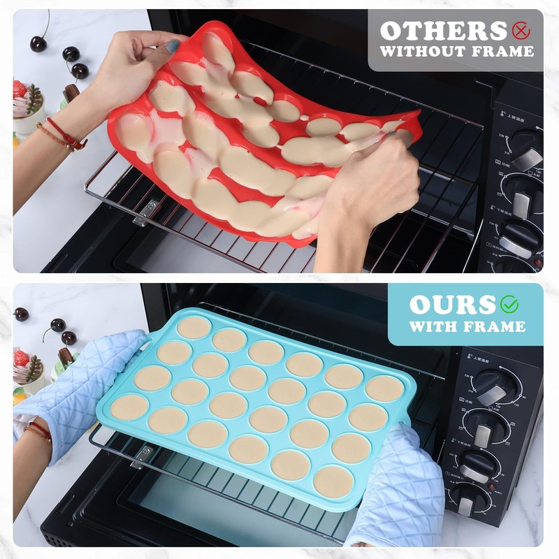 Silicone Mini Muffin Pan with Frame: 24 Cups-2 pcs, Mint Green & Beige gallery