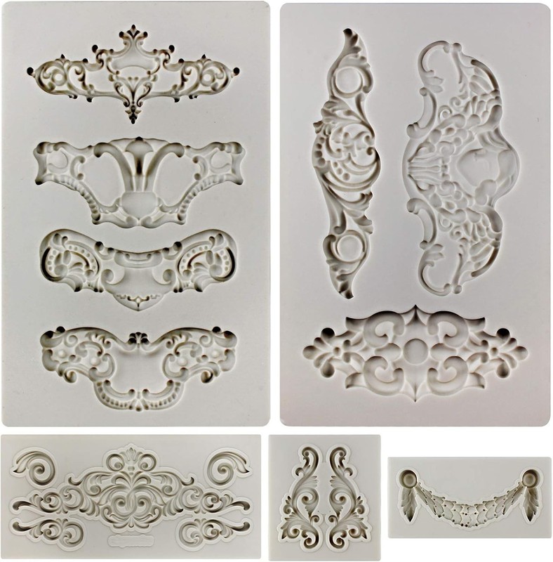 Versatile 5-Count Baroque Silicone Molds - Perfect for Cakes, Crafts, and More gallery