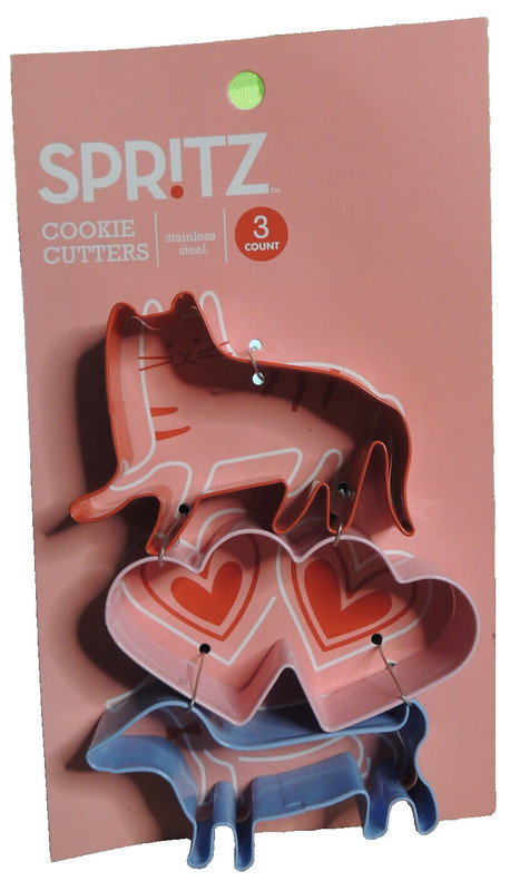 Spritz Cookie Cutters Dog Cat Double Heart NEW – Set of 3