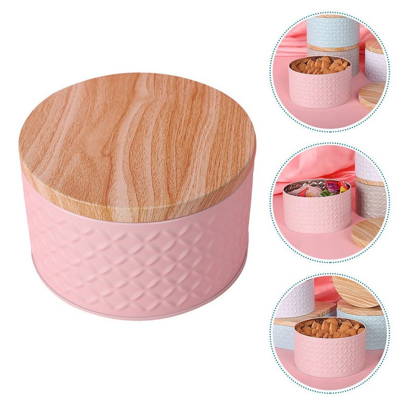 Iron Bakery Box Round Shape with Lid for Dessert Cookie Snacks Storage