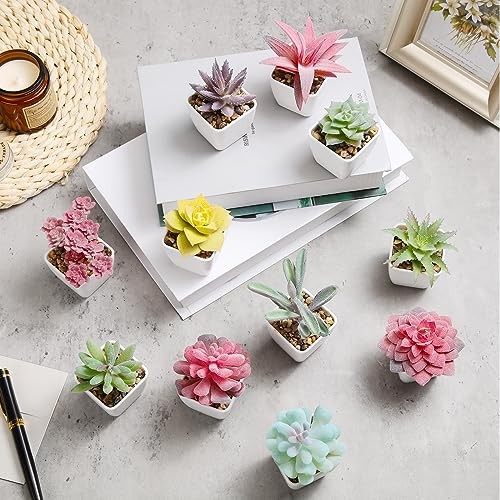36 Pieces Mini Artificial Succulent Plants Potted Assorted Decorative Fake gallery