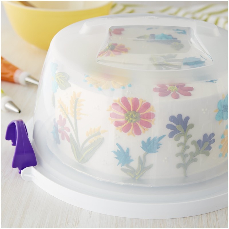 Cake and Cupcake Carrier Reversible Base Fits 10 Inch Cake 13 Standard Cupcakes gallery