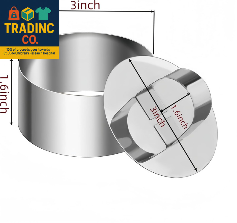 4 Pcs round Ring Mold for Cooking,Stainless Steel 3 Inch Food Molds with 1 Pushe gallery
