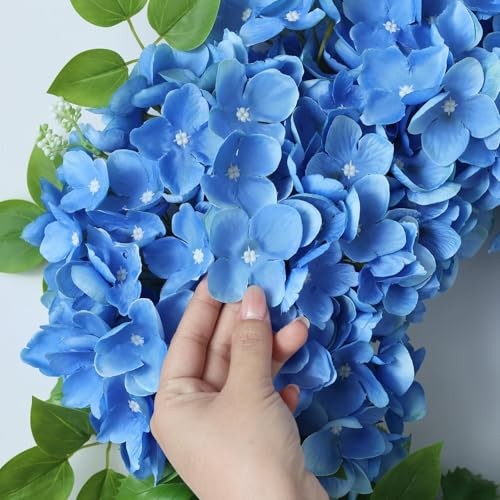 Artificial Hydrangea Wreath for Front Door Outside - Fake Hydrangea Real Blue gallery