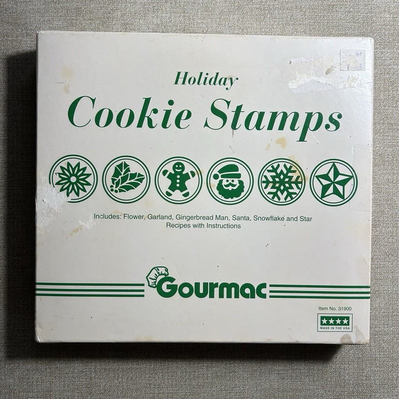 VTG Gourmet 6Cookie Stamps Daisy Holly Gingerbread Man Santa Snowflake Star 1994