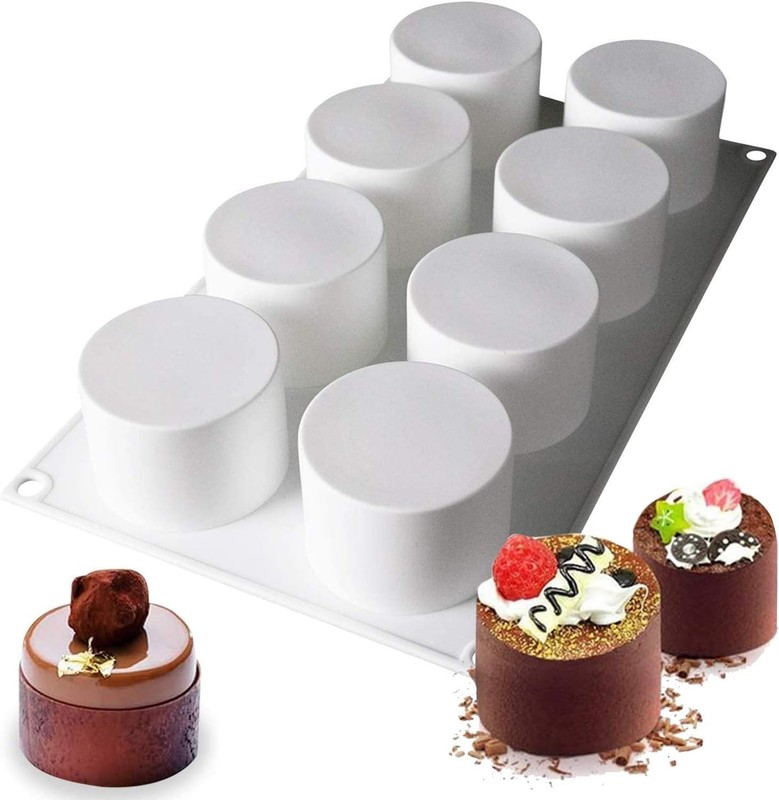 Non-Stick Tall Cylinder Silicone Baking Mold - 8-Cavity for Effortless Desserts gallery