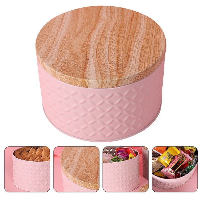 Round Iron Dessert Box with Lid for Bakery Cookie Snacks Storage Purpose gallery