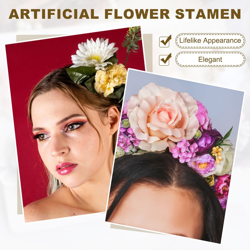 3mm Double Heads Flower Stamen, 300 Pcs Artificial Flower Pistil, Golden Yellow gallery