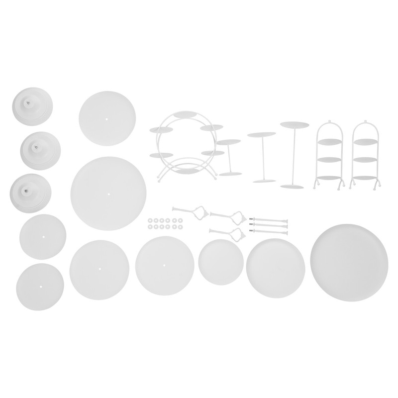 12x Iron Round Dessert Displays Holder White Multifunctional Cake Stand Set gallery