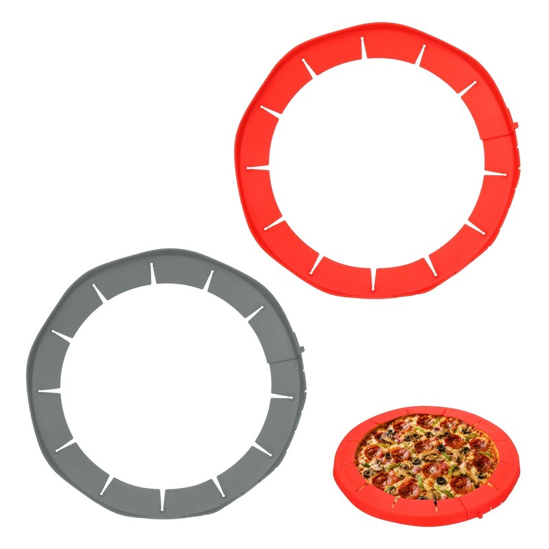Adjustable Silicone Pie Crust Shields, 2Pcs Crust Edges Protectors, Red/Gray