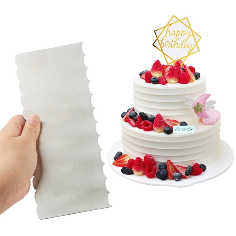 9 Inch Stainless Steel Cake Scraper Cake Decorating Tools Sided Patterned Edg... gallery