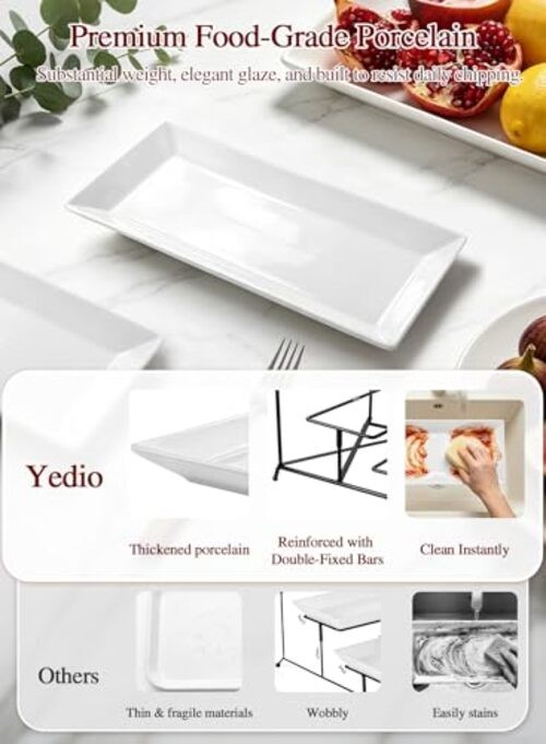 3 Tier Serving Trays for Party, Porcelain Serving Platters and 12 Inch Black gallery
