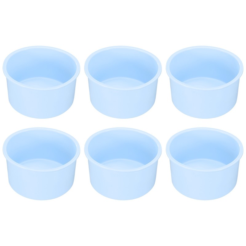 6 Pcs Round Cake Pans 4″ Silicone Cake Mould for Cupcakes Bread, Blue