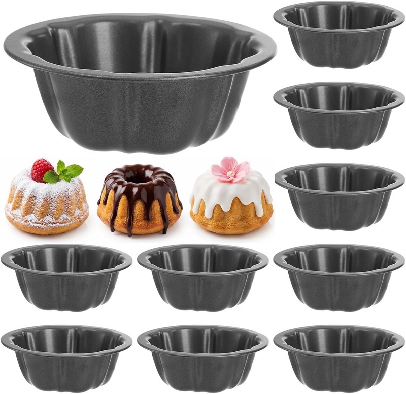 10 Pcs Mini Flan Molds Pan, 4 Inches Fluted Cake Pan Nonstick, Carbon