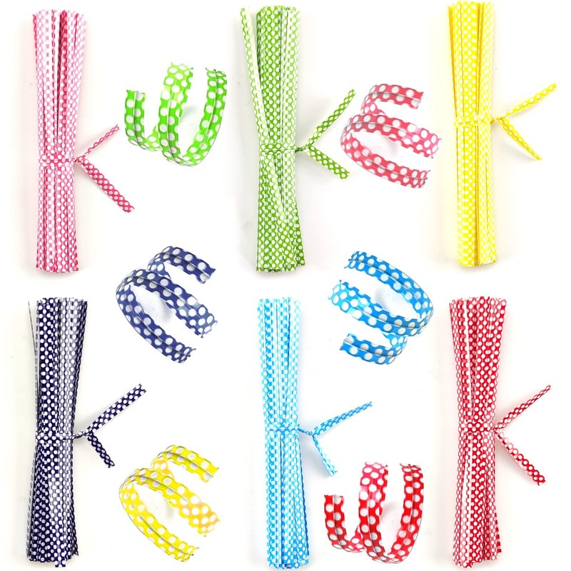 Dotted Twist Ties, 600 PCS 4 Inch 6-Color Pack for Cello, Treat, Candy Bags