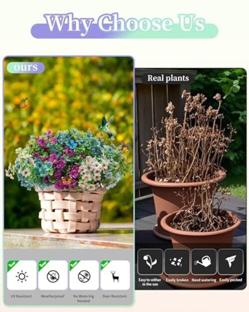 Artificial Flowers for Outdoor Mixed Color2(green,teal,purple,blue,champagne) gallery