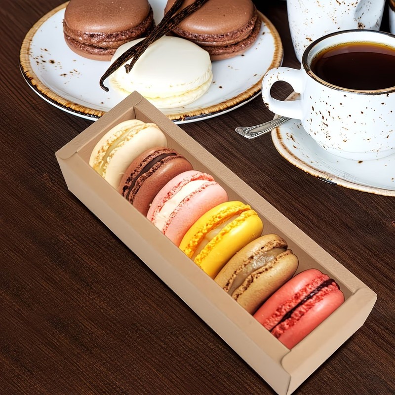 200pcs Macaron Boxes with Clear Window, Heavy-Duty Bakery Packaging