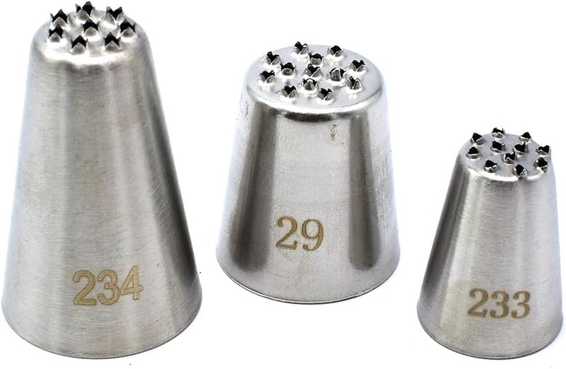 3 Pack Stainless Steel Seamless Piping Icing Tips 29 233 234, Large Grass Piping gallery