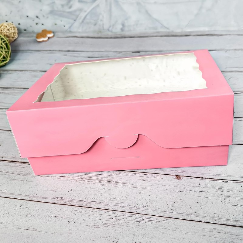 Pink Pastry Bakery Box 12x8x2.5 Inch Large Donuts Cookies Window Box 8 PCS gallery