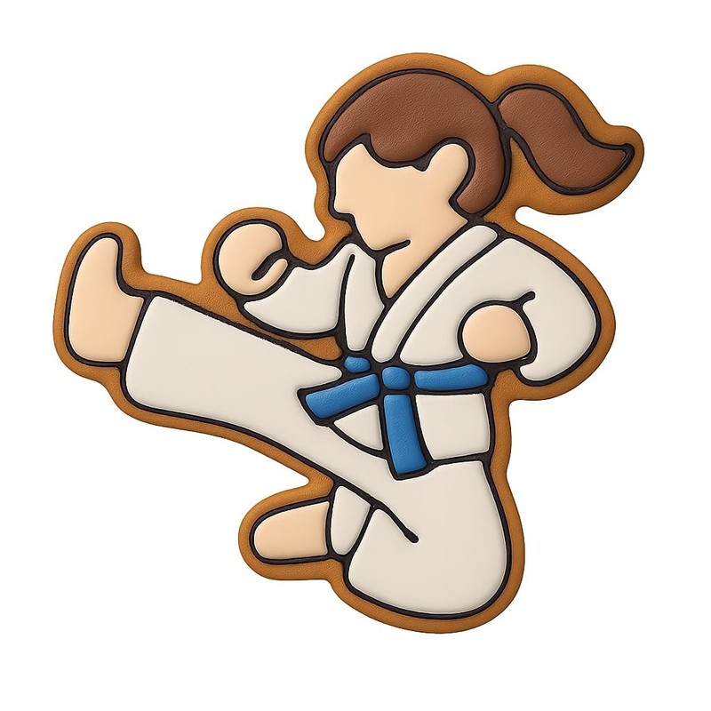 Karate Girl Performing Jump Kick Cookie Cutter & Stamp, Fondant & Clay - 4x3.2 gallery