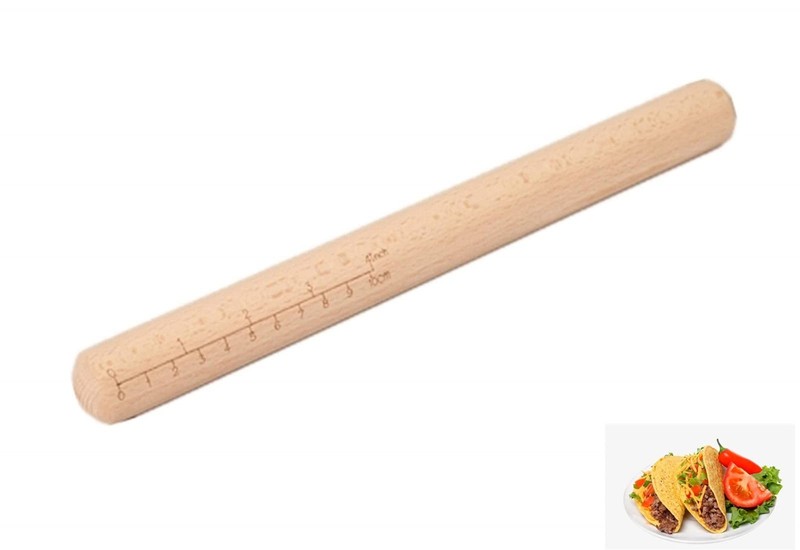 Tortilla Dumpling Rolling Pin 11.8×1.18 inch Wood Kitchen Dough Roller Tool